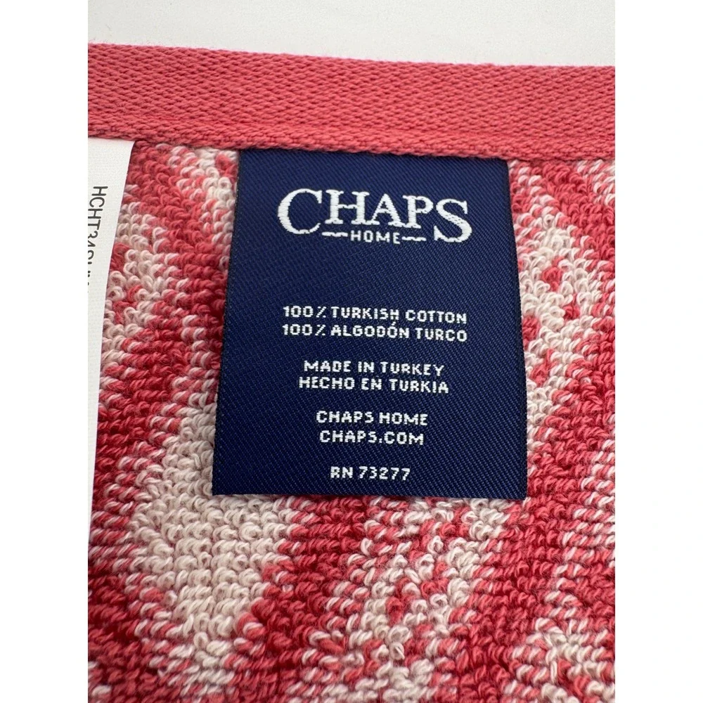 Chaps‎ Bath Towel Washcloth Set Coral Stone Harbor Geometric Turkish Cotton  New